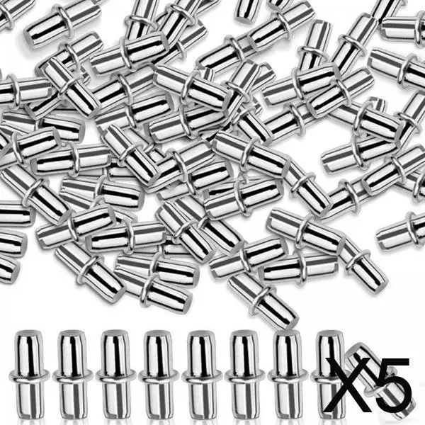 

5x 50Pcs Shelf Pins 5mm Shelf Holder Support Pins Metal Shelf Pegs for Furniture