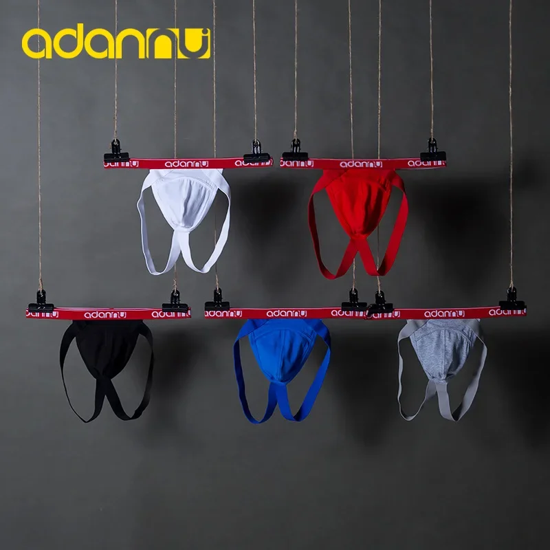 

ADANNU shrimp skin new sexy low waist thong cotton double belt empty tide men's T pants a generation AD43