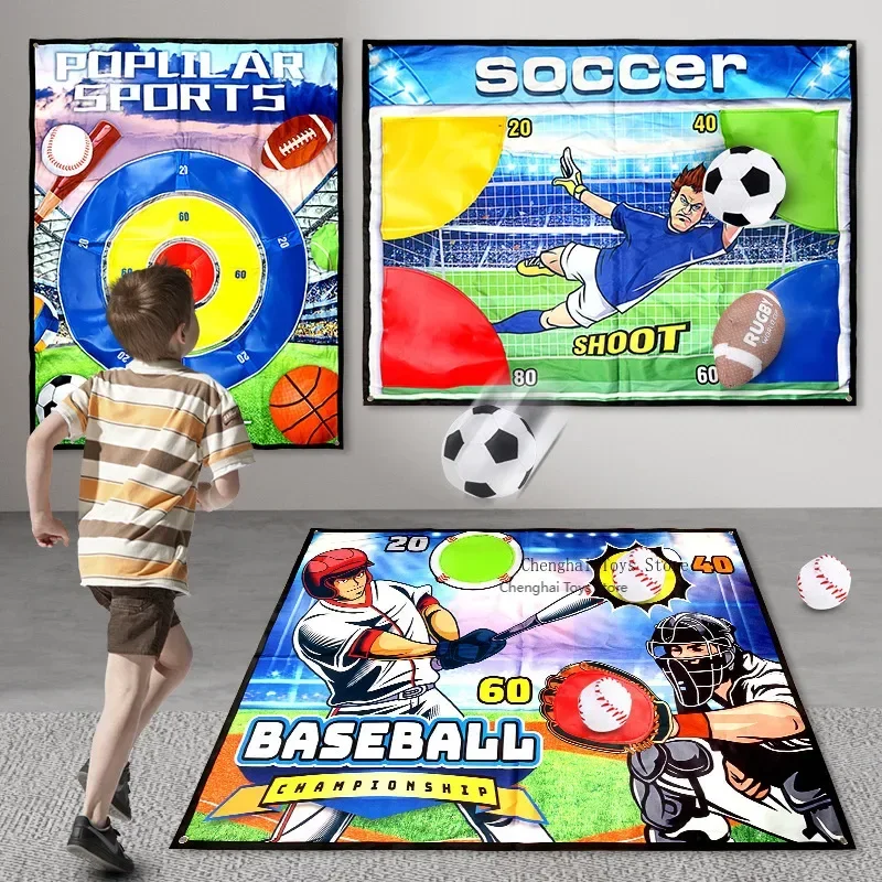 

Children's leisure rugby, baseball, soccer, 3-in-1 target adhesive ball set, outdoor indoor parent-child interactive toy