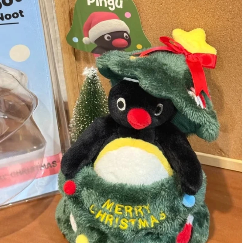 귀여운 핑구 봉제 인형 크리스마스 트리 봉제 인형 핑구 크리스마스 리스 봉제 인형 펭귄 액세서리 모델 홈 장식