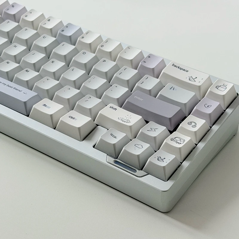 Anti‑Oil PBT Keycaps Set PBT Material Cartoon Print Milk White Cherry Profile for Mechanical Keyboard Office Gaming Key Caps