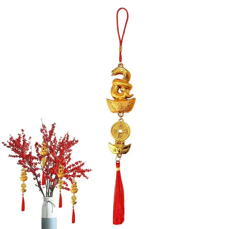 Snake Lucky Charm Dangling Snake Amulet Statue Luck Charm Portable Chinese New Year Decorations Funny Home Decoration Tassels