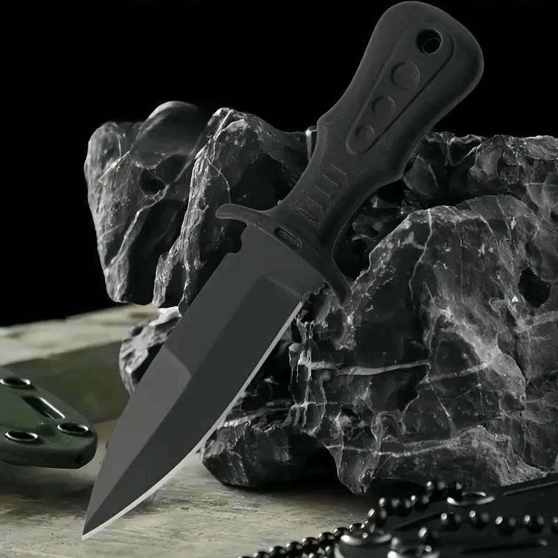 Portable Outdoor Straight Knife, Stainless Steel Blade, Plastic Handle with Knife Cover, Travel Camping Tools, Holiday Gifts