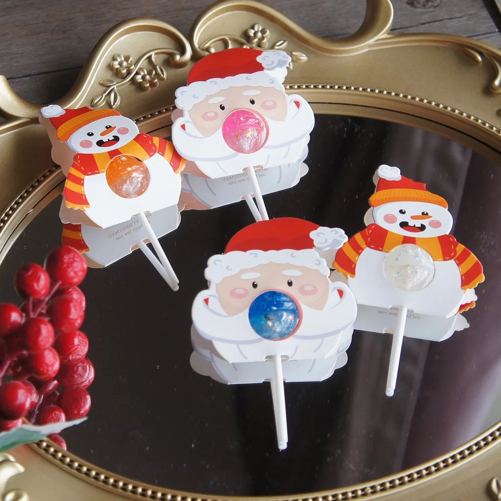 

25 Pcs Lollipop Cover Santa and Snowman Design Children Christmas Candy Decorate Holiday DIY Gift Packaging Party Decoration