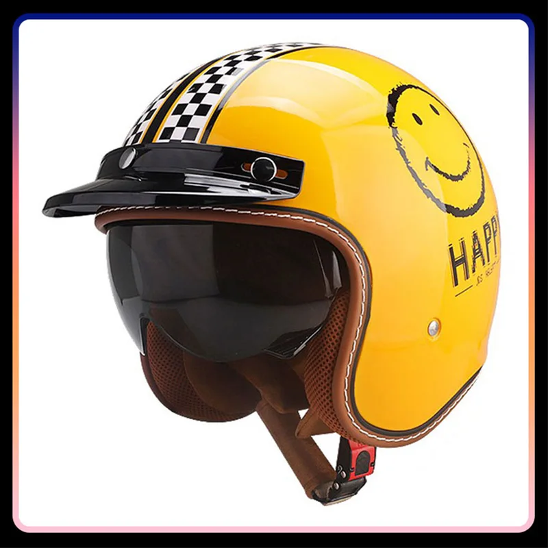 

DOT Approved Retro Open Face Helmet ABS Material Men Women Vintage Jet Helmets for Cafe Racer Scooter 3/4 Motorcycle Helmets