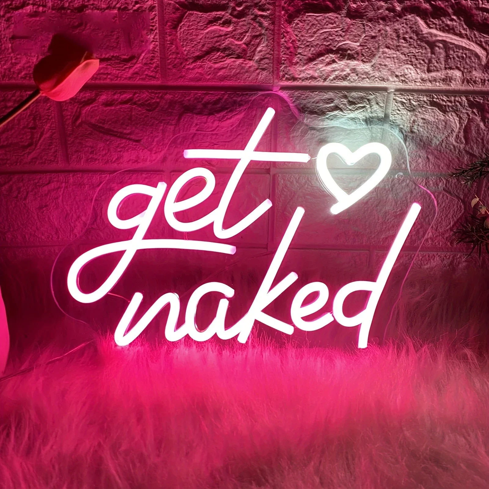 Get Naked Neon Sign,Wall Art for Birthday, Wedding & More-LED Neon Light, USB Powered,Creatively Brightens Parties, Hotels, Pubs