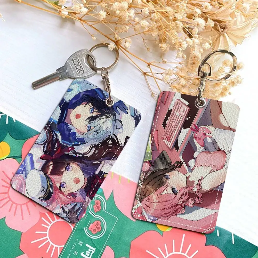 Anime Tachibana Hinano Rectangle Keychain Card Holder, Badge Credit Card Holder, Student ID Card Holder, Bus Cards Cover