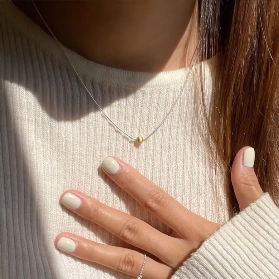 

two-tone Original 18k gold Solid Real. 925 Sterling silver Lucky Circle Ball Pendant Snakebone Chain necklace C-B1156