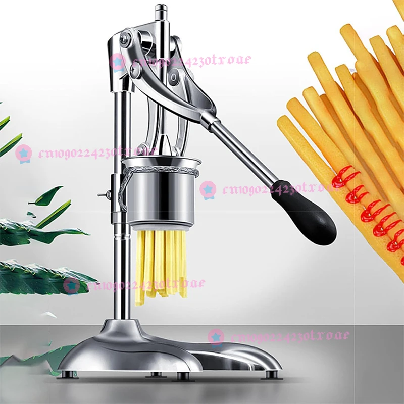 Commercial Stainless Steel 30cm Hand Press Potato Chip Extruder Manual Pressure French Fry Slicer for Kitchen Snack Shop