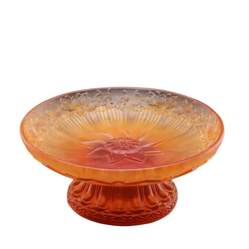 Ancient dewaxing glazed Buddha utensils, auspicious flower supplies, incense burner, fruit plate, water purification cup,