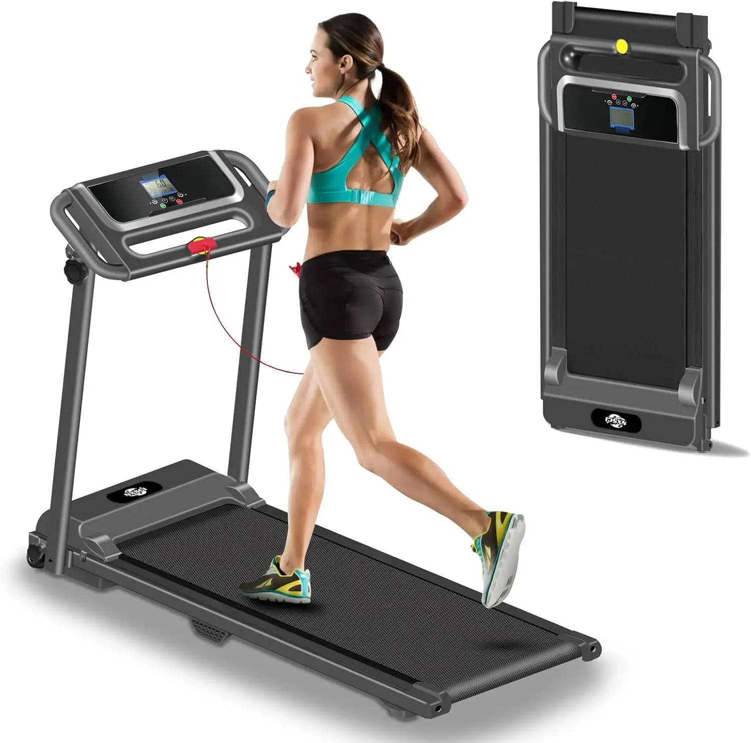 Treadmill, 3.0HP Portable Foldable Treadmills for Home with 12 Preset Programs, LED Display, Compact Small Treadmill for Office,