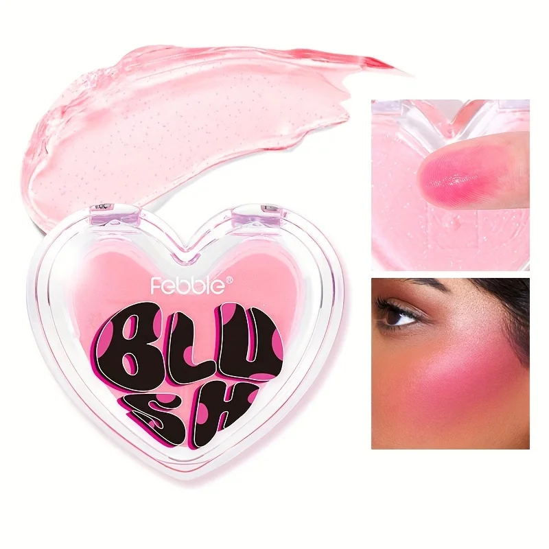 Febble Multifunctionele gezichtscrème Blush - kleurveranderende blos en lippenbalsem, glanzende make-up, kan dekking creëren, waterdichte vorm