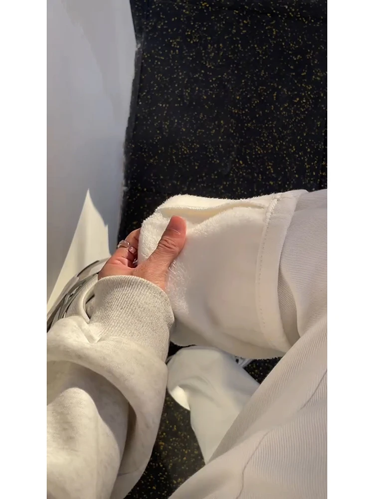 

American Sle Fce Lined Straight Leg Jeans Men's Autumn Winter High Waist Loose Fit Jeans Youth Trendy Wear Resistant