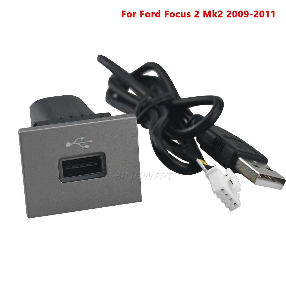 Car Black/Silver USB Input Adapter Audio Radio u-disk Flash Socket Interface Cable For Ford Focus 2 Mk2 2009-2011 Accessories