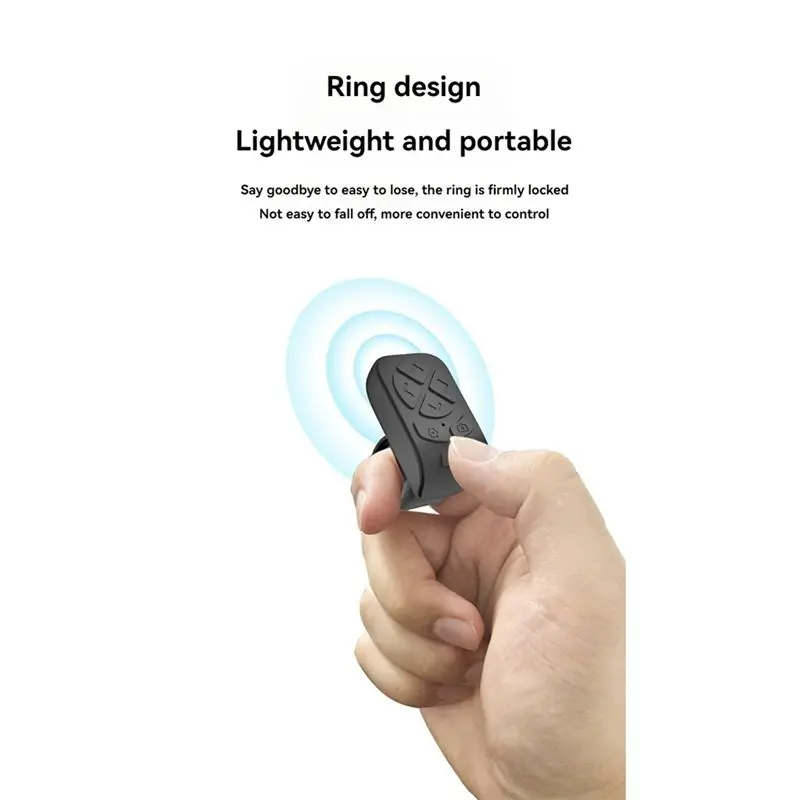 Y47A Wireless Bluetooth Remote Control Ring Fingertip Page Turner for Phone Tablet Camera - Black