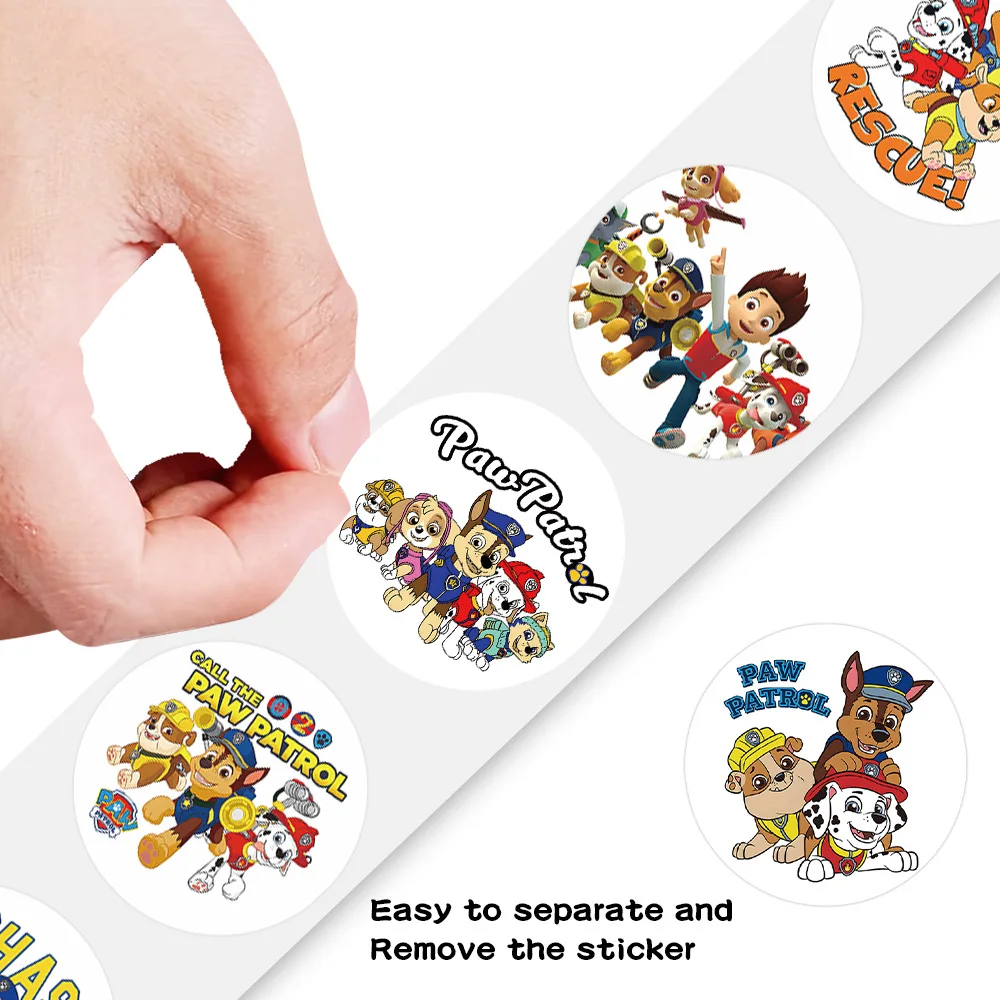 500 stks/rol Nieuwe Populaire Cartoon PAW Patrol Stickers DIY Skateboard Laptop Gitaar Telefoon Auto Seal Label Decals Decoratie stickers