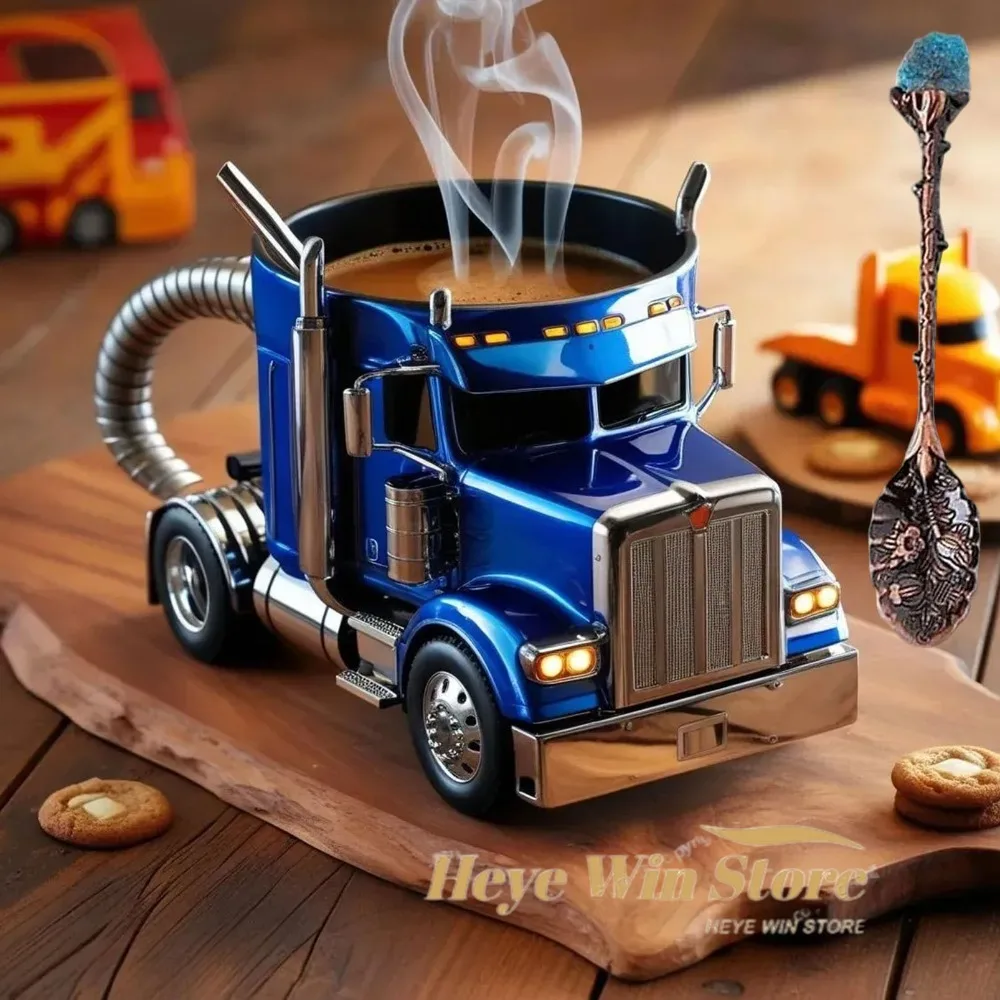 Funny Truck Coffee Cup Mug Handcrafted Durable Semi-trailer Shaped Ceramic Decorations for Men Women Truck Driver Gifts