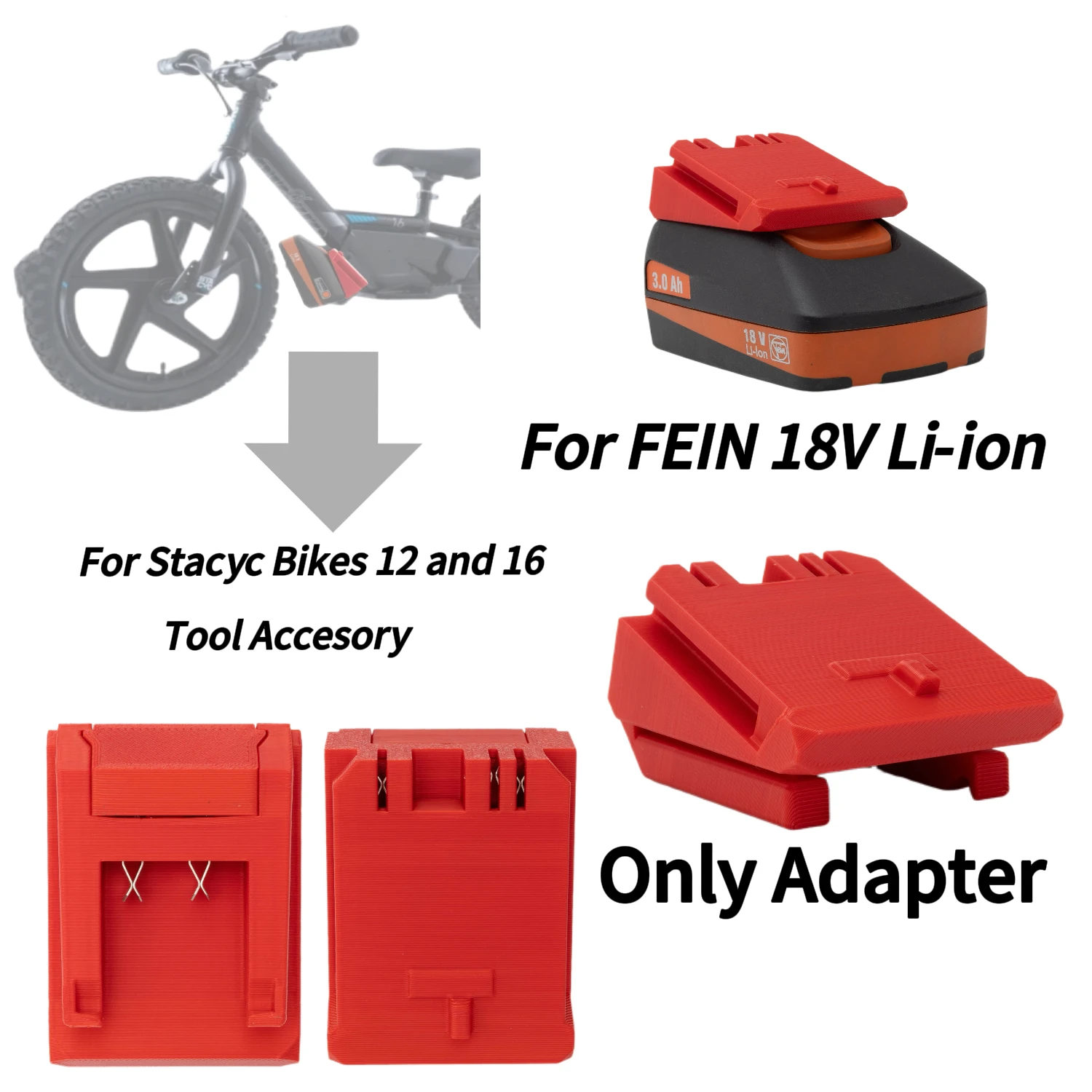 Wireless Battery Adapter Converter for FEIN 18V Li‑ion Battery, Convert to Fit Stacyc 20V Cordless Power Tools（Only Adapter）