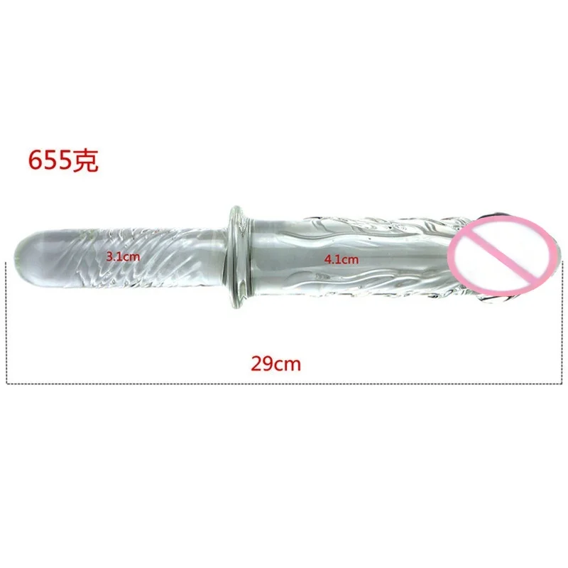 قضيب اصطناعي زجاجي شفاف كبير جدًا مصمم حديثًا لتحفيز البظر/G-spot ومقبس شرجي مدلك، لعبة جنسية للبالغين 18+