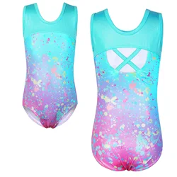 BAOHULU Gymnastics Leotards for Girls Ballet Dancewear Practice Outfits Cross Back Kids Bodysuit Sleeveless Dance Costume