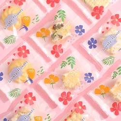 100pcs Lovely Cookie Bags New Year Wedding Party Handmade Snack Candy Biscuit Plastic Bag Nougat Colorful Machine Sealing Bag