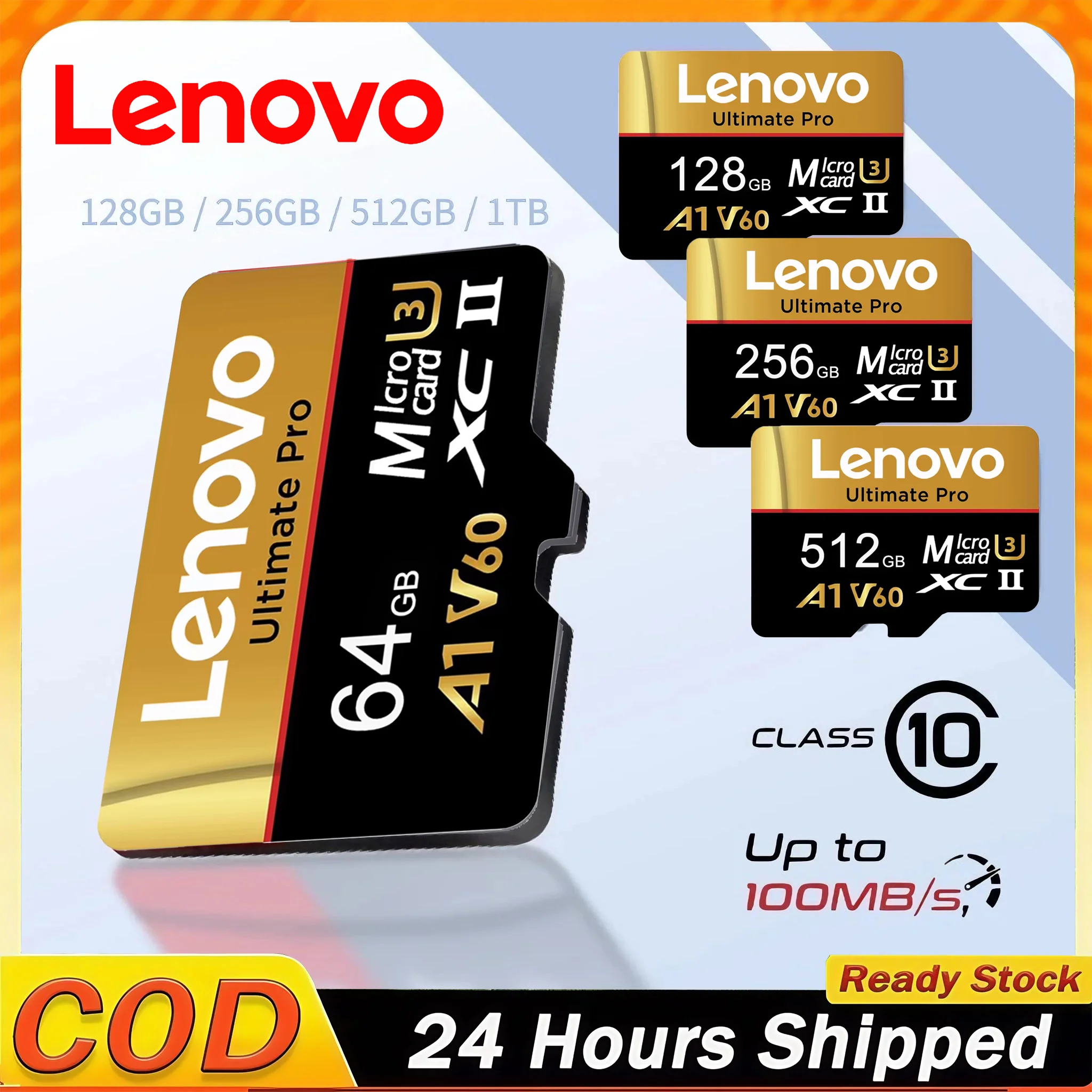 Lenovo Micro SD Card Memory Card Class 10 High Speed 4K Ultra-HD Video A2 TF Flash Cards 128GB 64GB TF Card for Camera Drone