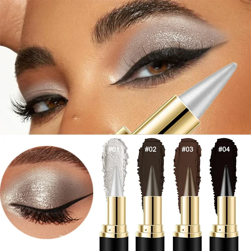 Smooth Gel Eyeliner Stick Waterproof Silver Black High Pigment Smudge Proof Eye Liner Pen Multi-use Eye Shadow Makeup Cosmetics
