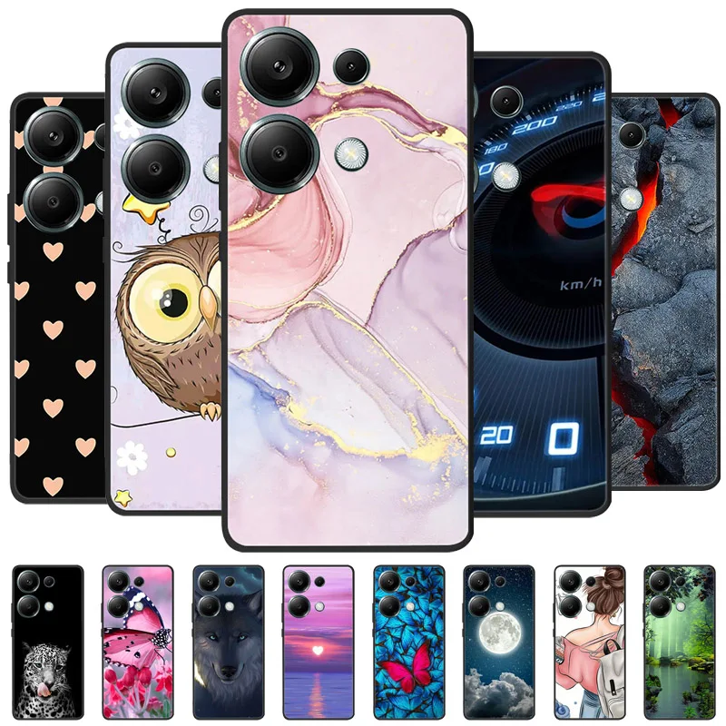 

For Poco M6 Pro 4G Case Poco M6 4G Cover Silicone Soft Marble Bumper Coque for Xiaomi Poco F6 Redmi Turbo 3 5G Protective Fundas