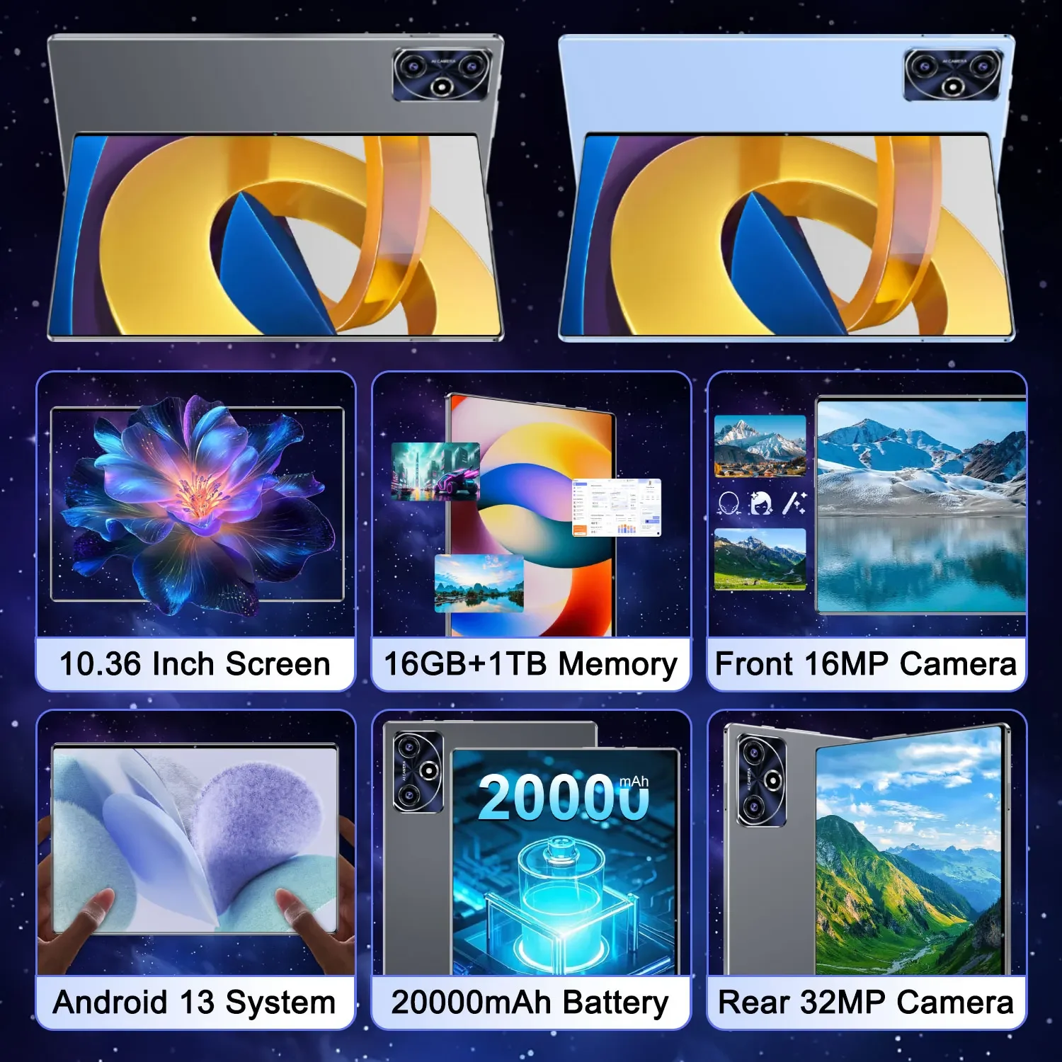 تابلت S10 Pro أصلي جديد 2025 مقاس 10.36 بوصة يعمل بنظام أندرويد 13 سنابدراجون 8gen2 Global 16GB + 1024GB 20000mah 5G ثنائي الشريحة WIFI HD #2