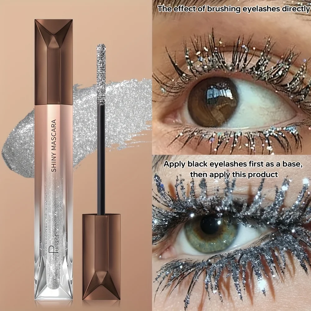 Glitzernde funkelnde Wimperntusche, langlebig, Effekte, wasserfest, wischfest, zerkleinerte Diamant-Wimperntusche, perlmuttartig, feiner Blitz