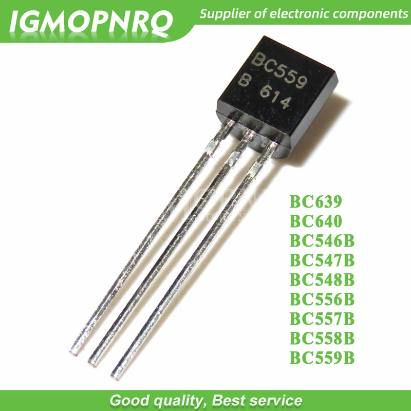 100 pz BC639 BC640 BC546B BC547B BC548B BC556B BC557B BC558B BC559B transistor triodo in linea TO-92 0.1A IC nuovo