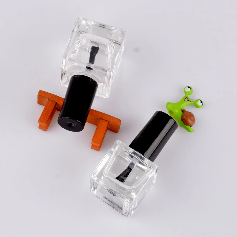8 مللي/10 مللي مكعب فارغ زجاجة من الزجاج الشفاف جيل للأظافر مات/مرآة غطاء أسود ث/فرشاة ملء البولندية/الغراء/الختم/الزيوت الأساسية التعبئة