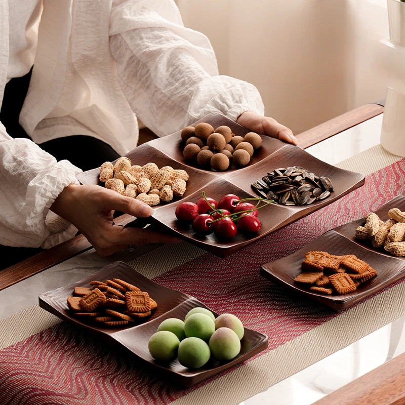 Household division of dry fruit tray living room coffee table fruit snack candy bamboo tray