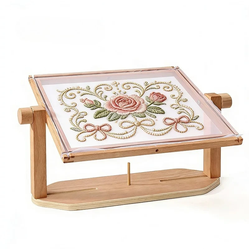 Beech Wood Desktop Adjustable Cross‑Stitch Stand Table‑Top Needlework Frame Practical Crochet Embroidery Holder DIY Hand‑Sewing