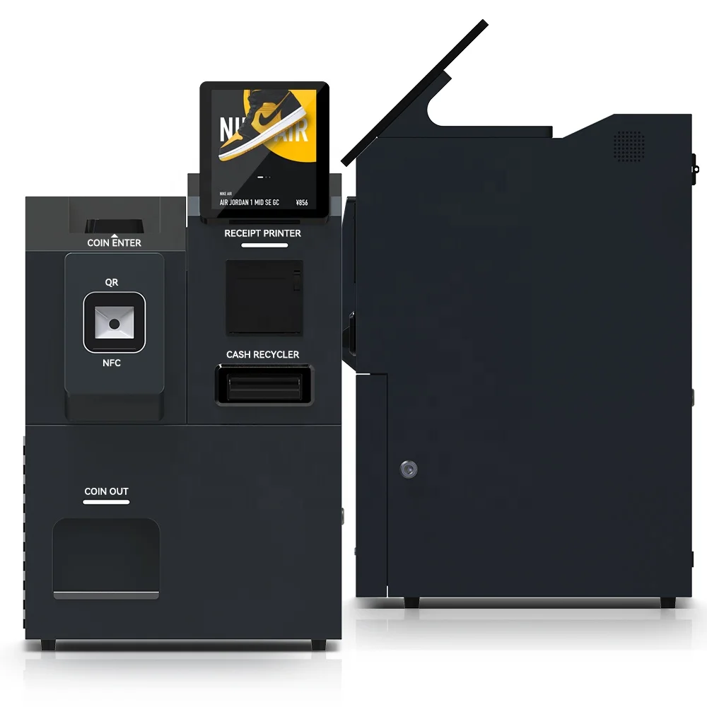 Kiosk Black Android Wins Fast Food Restaurant Touch Screen Self Ordering Customizable Terminal Self-Service Touch Screen