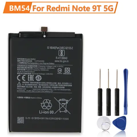 Nytt ersättningsbatteri BM54 för Xiaomi Redmi Note 9T 5G Redmi Note 9T 5G telefonbatterier 4900mAh 6 best sales bateria nohon xiaomi redmi note - №6