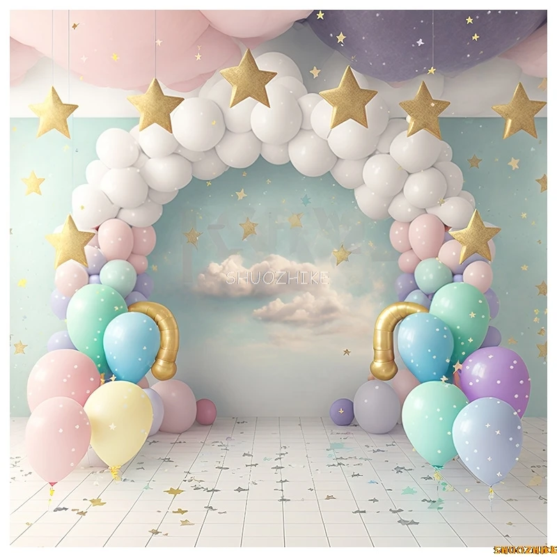 Воздушные шары, арка, украшения для детского душа, фон для фотосъемки, реквизит, день рождения, вечеринка для новорожденных, фон для фотостудии BE-21