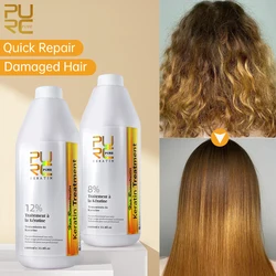 Purc Brazilian Keratin Hair Treatment Professional Keratin 12℅ for Hair Care Straightening Smoothing Products Hair Curly Frizzy