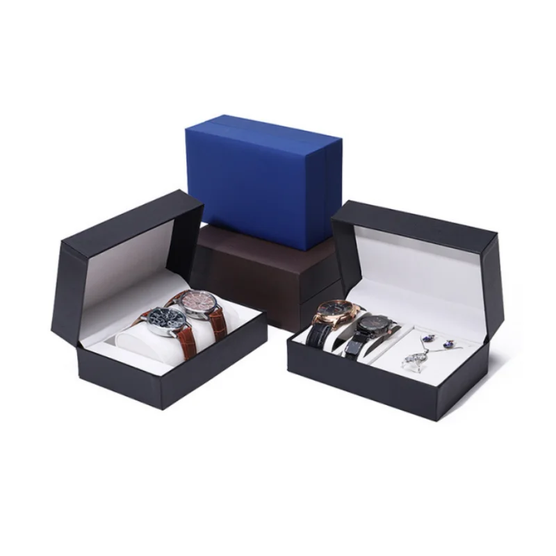 Fashion Double Pillow Watch Box Jewelry Storage Box PU Leather Couple Necklace Brecalet Earring Storage Case Gift Box Wholesale