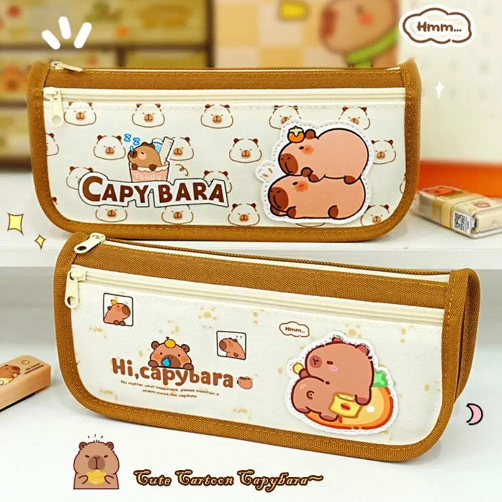 High Quality Oxford Cloth Pen Bag Double Layers Capyabra Pencil Case Large Capacity Pen Box Back To School