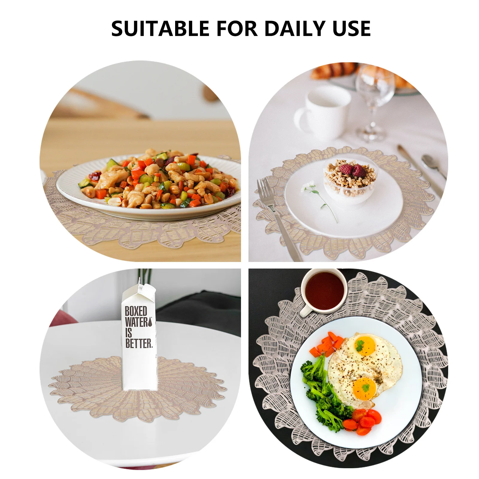 

6Pcs Heat Resistant Hollowed-Out Table Mats Nordic Style Eco-Friendly Insulation Placemats Non-Skid for Home Party Dinner
