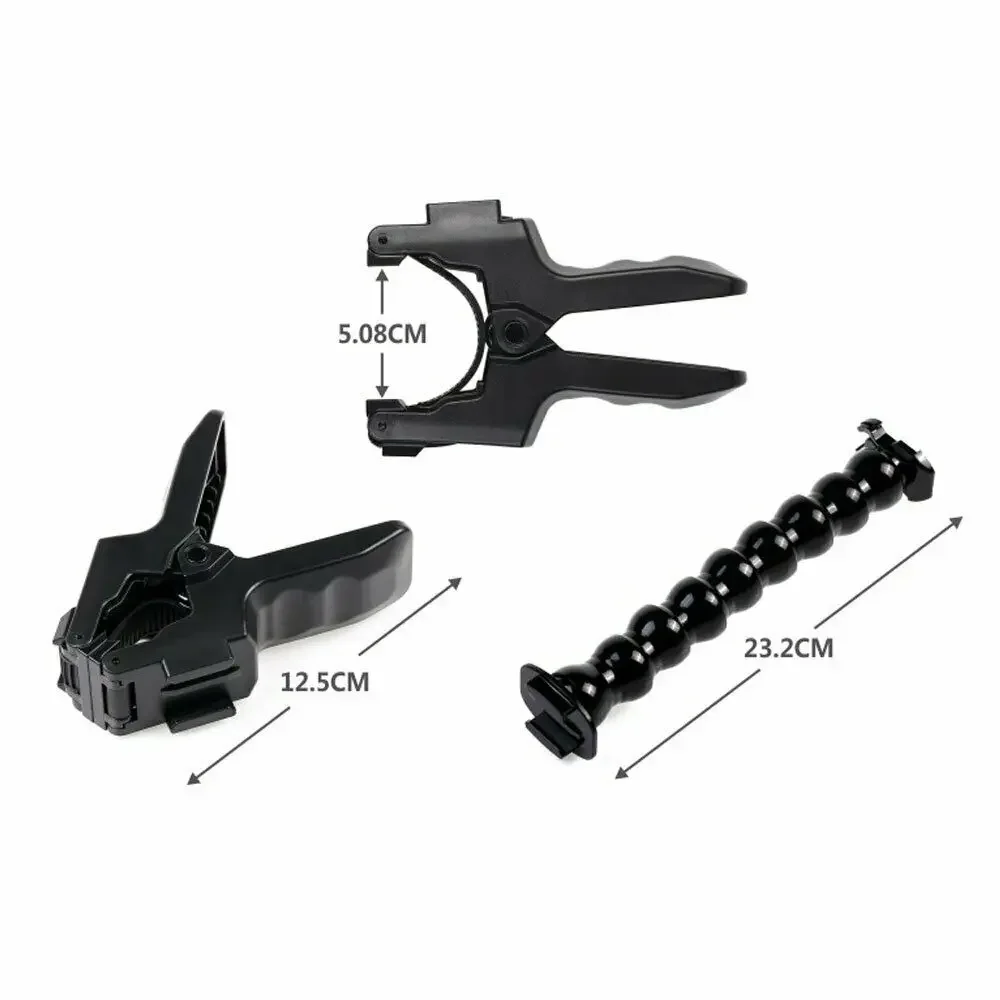 Sheingka Jaws Flex Clamp Mount + 8 Joint Adjustable Goose Neck for Gopro Hero9/8/7/6/5/4/3/2/1/SJ4000/SJ5000 Action Camera