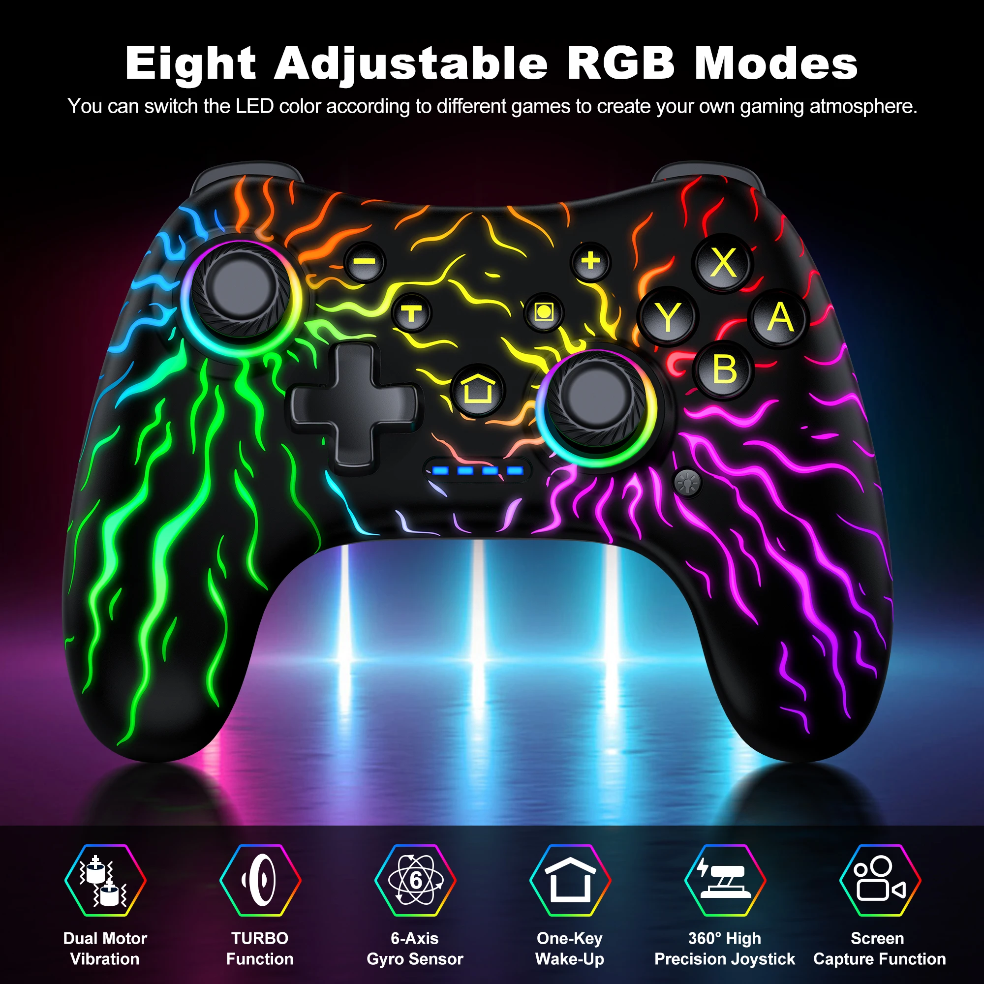 BEBONCOOL NC203 Controller wireless effetto Hall leggero per Nintendo Switch/Switch OLED/Lite/Android/IOS/PC Steam Gamepad