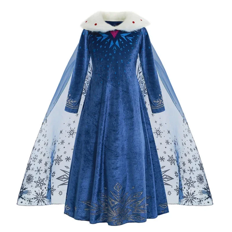 Winter Fall Snow Queen Elsa Anna Girls Cosplay Mesh Princess Dress Kids Halloween Carnival Party Birthday Frock Ball Vestidos