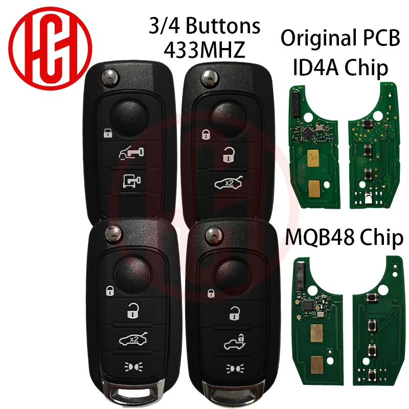 

433MHz Original 4A Chip/MQB48 Chip 2ADPXFI5AM433TX 3/4 Button Car Remote Key For Fiat Tipo Toro 500X Tipo Crono Egea 2016+
