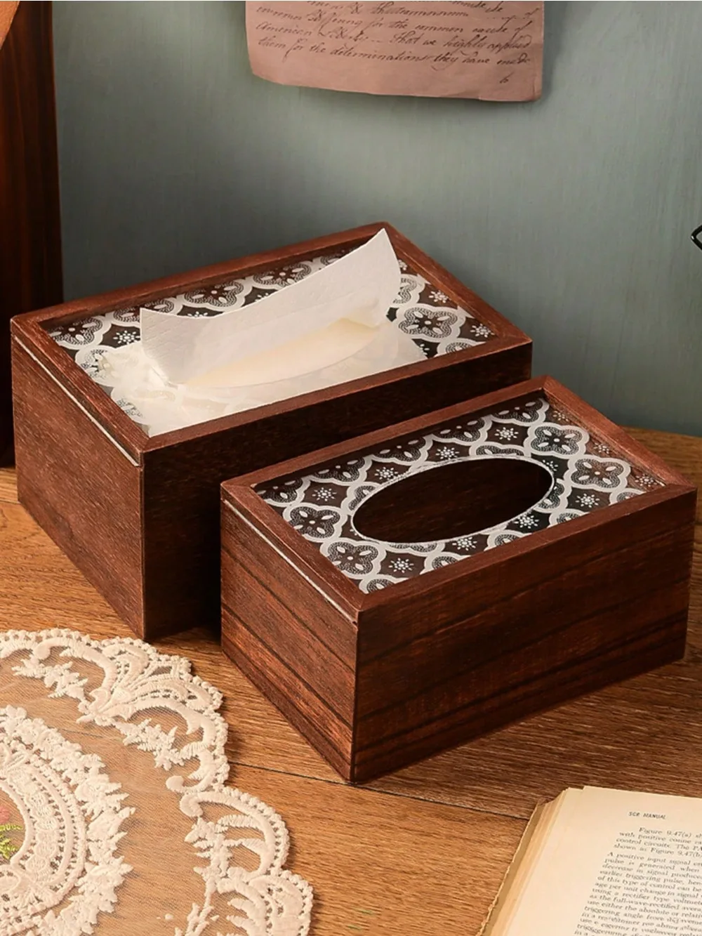 1pc Wooden Cherry Blossom Tissue Box Cover Napkin Holder Storage Box Gift-Idea Creative Wood-Made