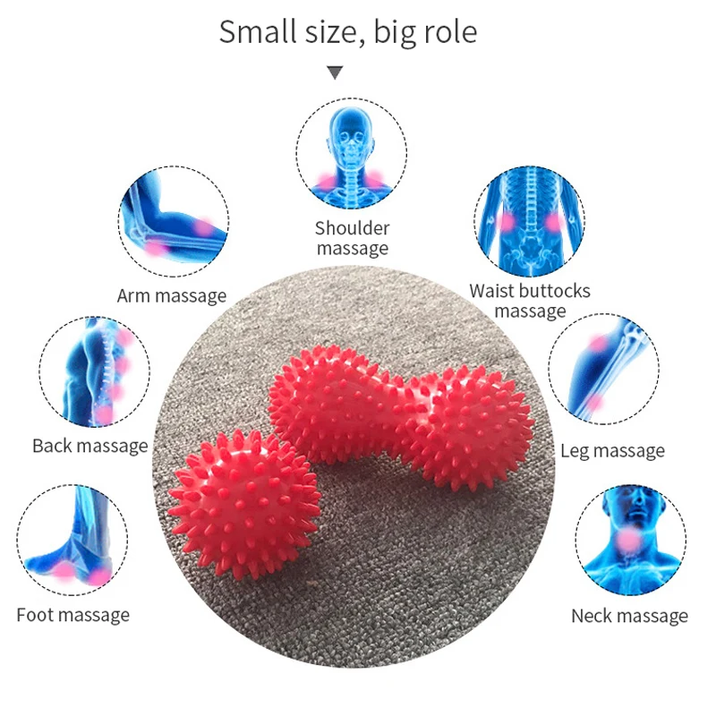 Peanut Shape Massage Yoga Sport Fitness Ball Durable PVC Stress Relief Body Hand Foot Spiky Massager Trigger Point Foot Pain