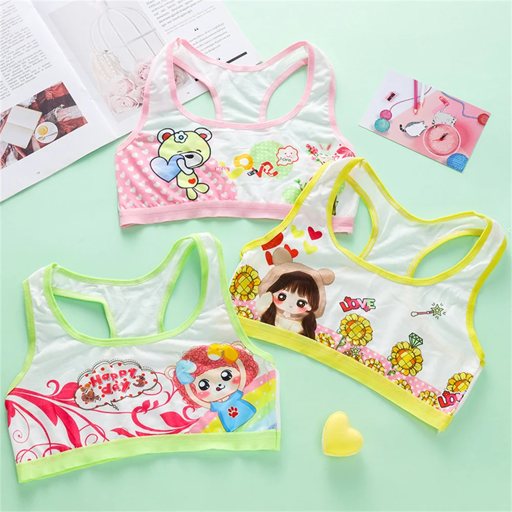 2024 Summer New Girl Development Period Seamless Children's Tube Underwear Vest White/Pink 3 PCS a Lot