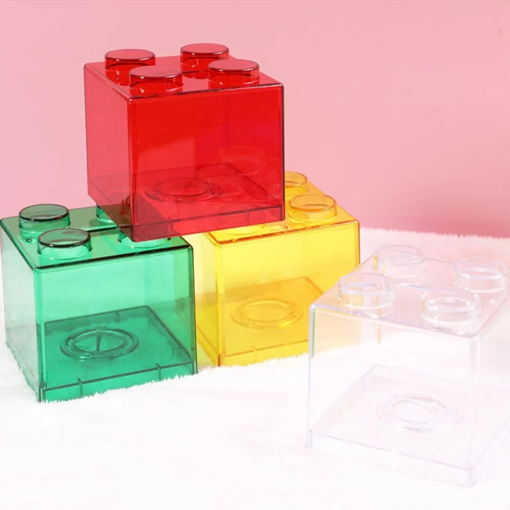 Transparent Piggy Bank  Gift Change Box Boy Girls Building Block Coin Box Money Saving Box Coin Bank Storage Box