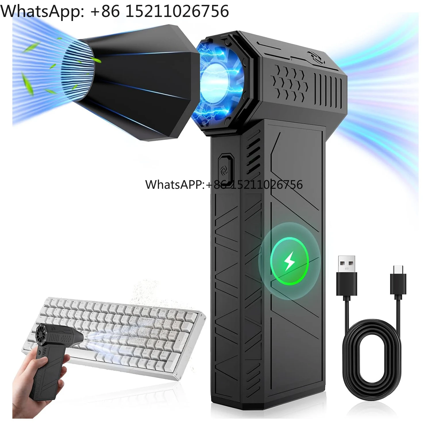 

Mini Electric Air Duster 130000RPM Compressed Air Blower Adjustable Rechargeable Jet Blower Car Dryer for Car Cleaning